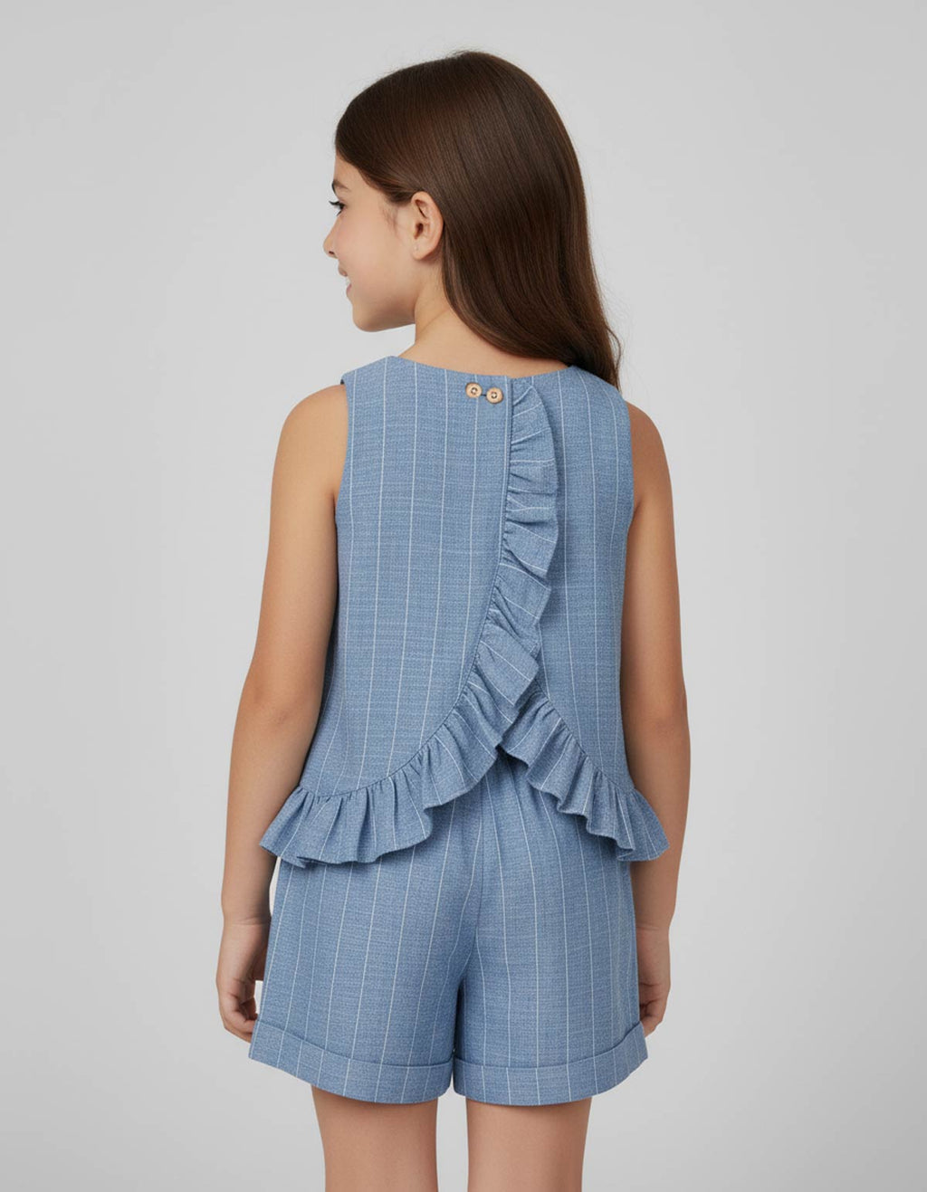 Girls Ruffle Blue Top & Shorts Set