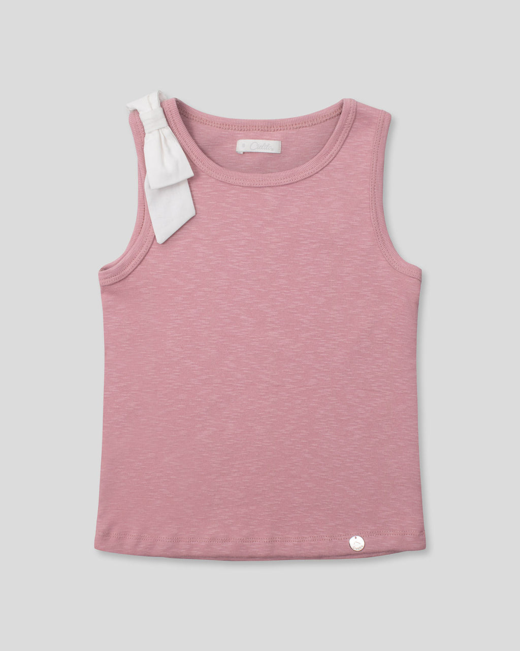 Girls Pink Sleeveless Bow Top