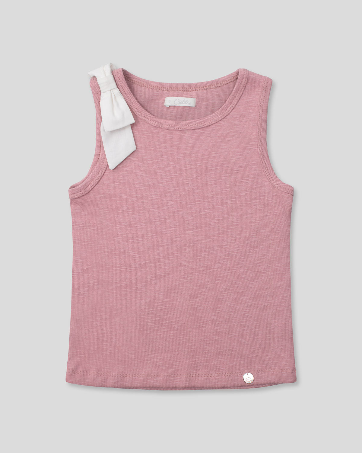 Girls Pink Sleeveless Bow Top