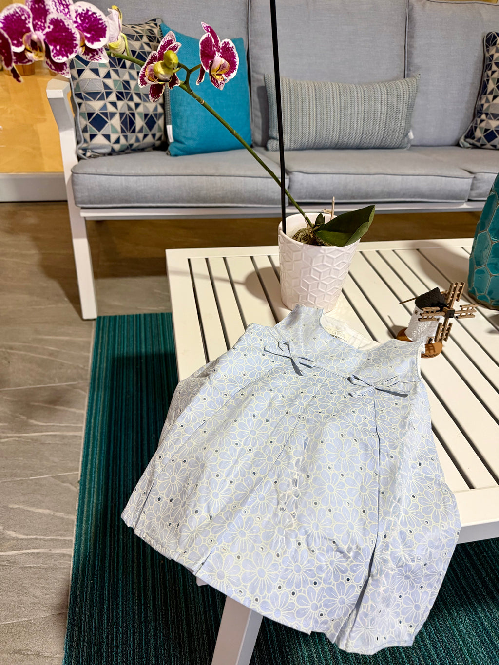 Baby Girl Blue Floral Bow Bodysuit