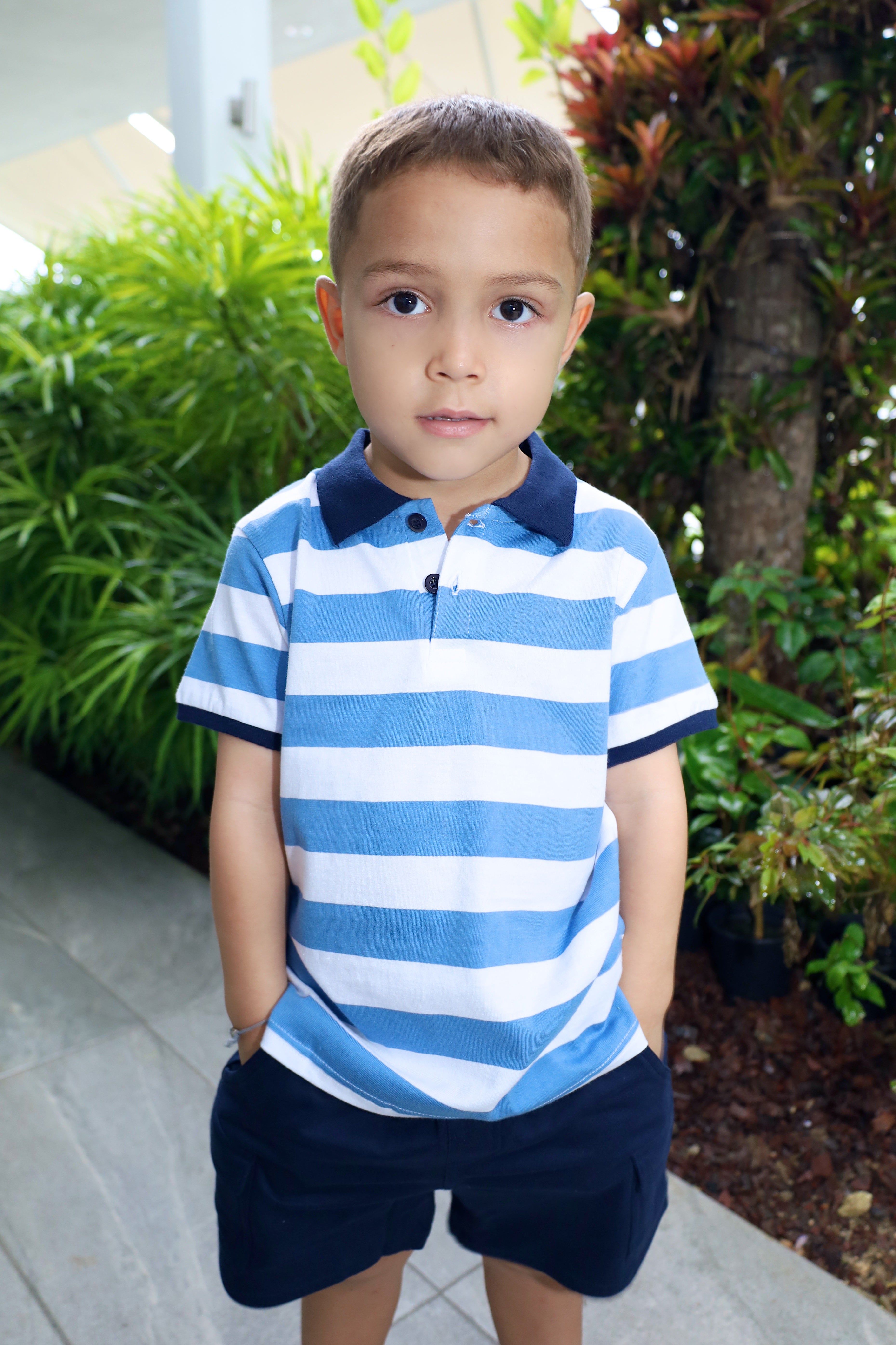 Striped short-sleeve polo shirt